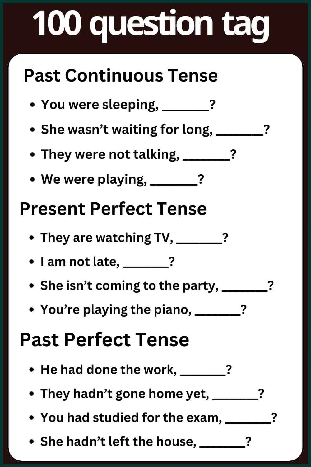 100 question tag examples