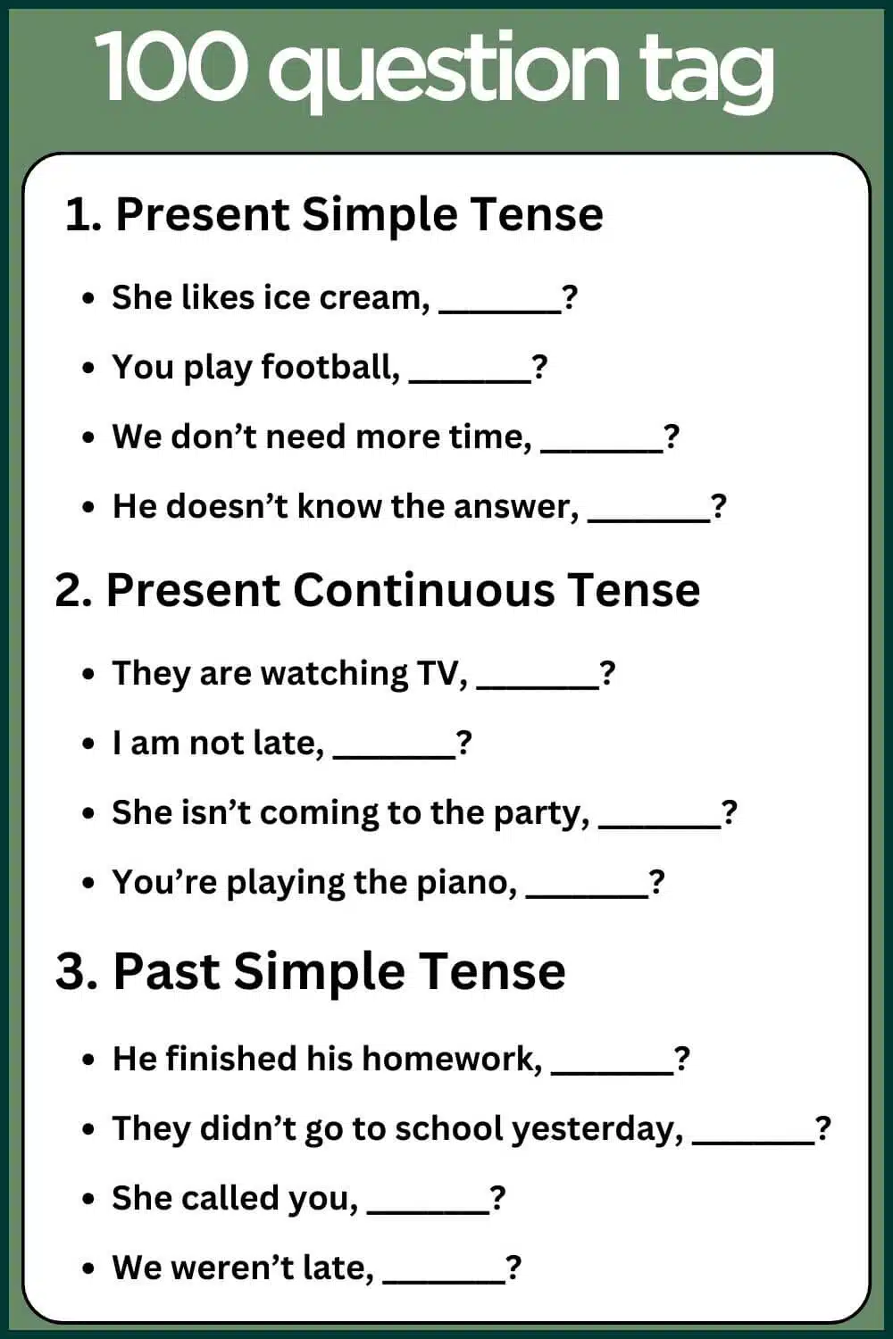 100 question tag examples