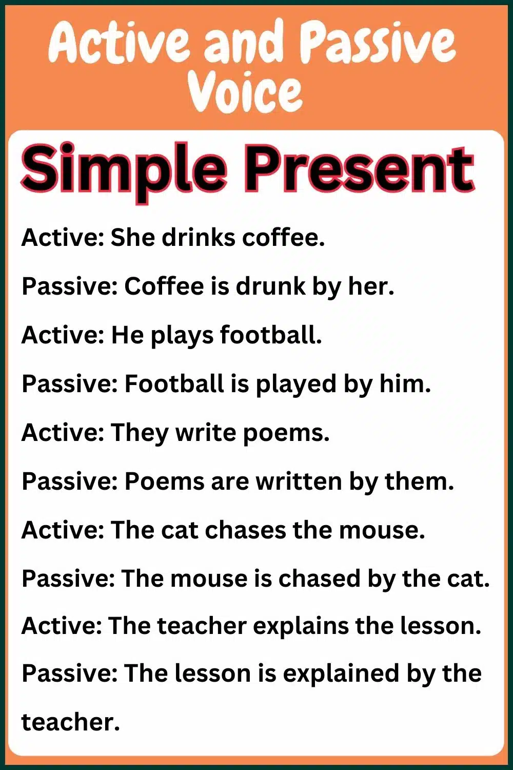 Examples of Active and passive voice