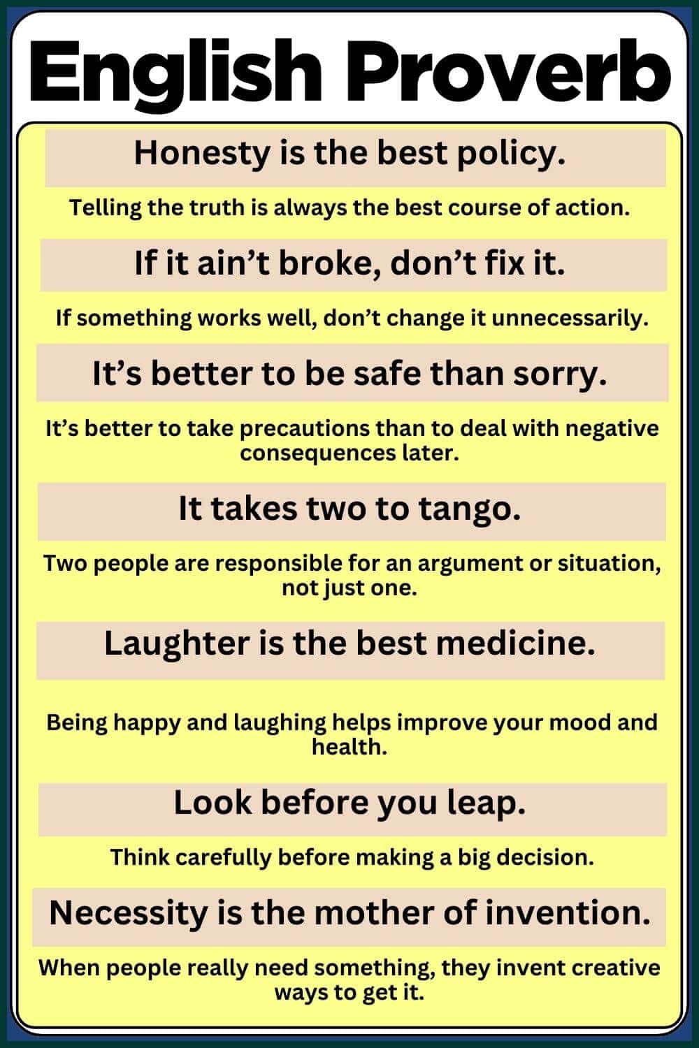 proverbs in English with meaning