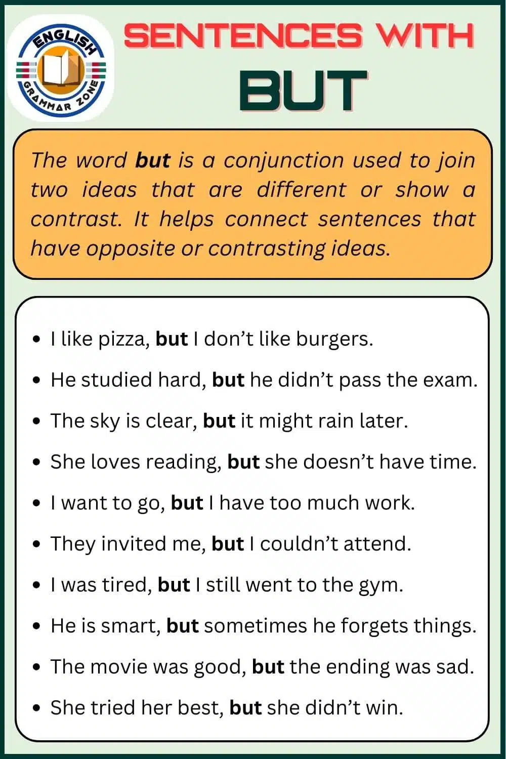 Example Of but In a Sentence