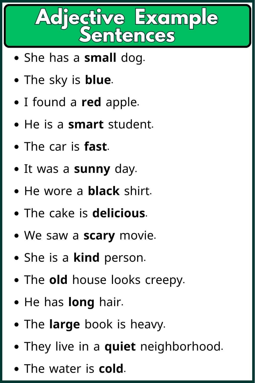 Adjective Example sentences