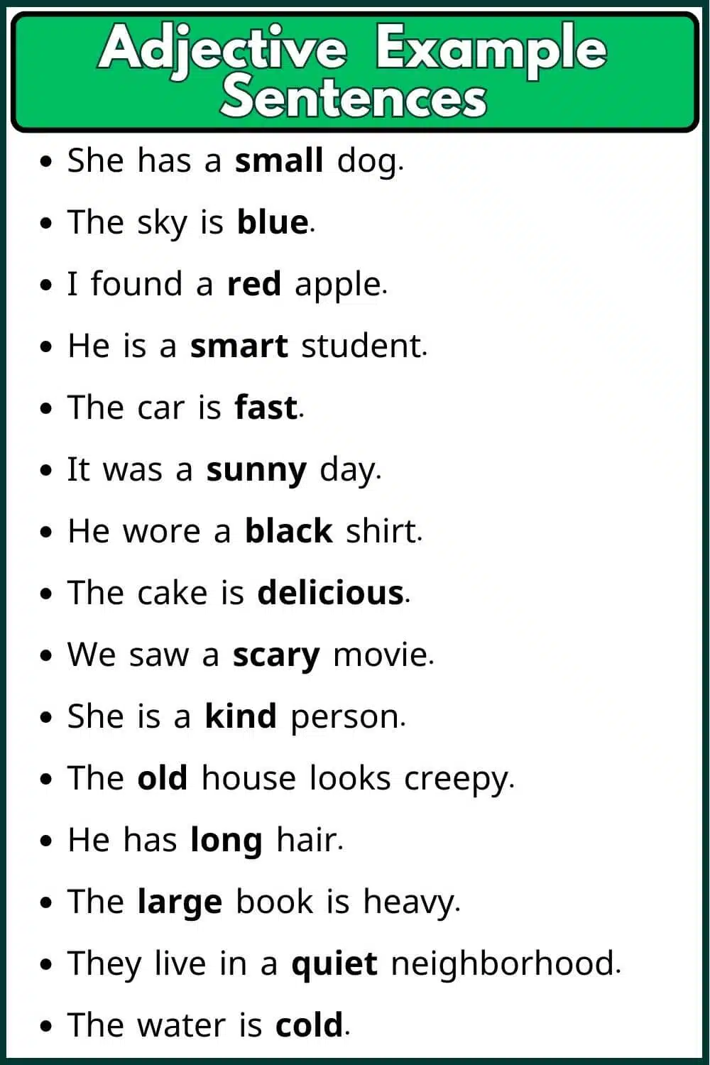 Adjective Example sentences