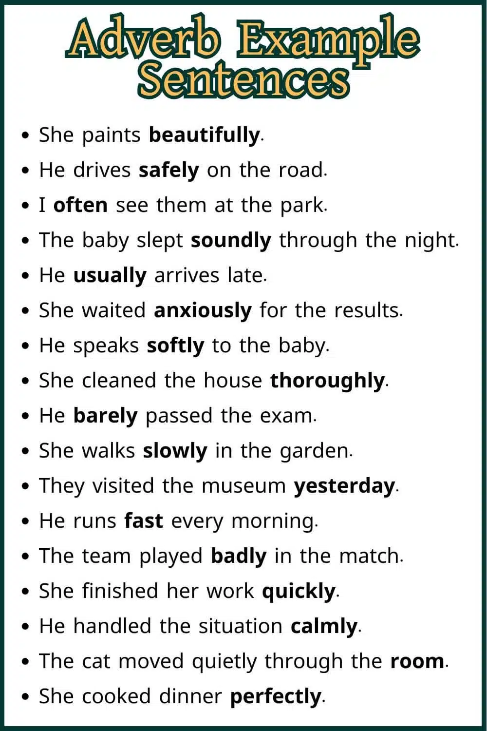 Adverb example sentence