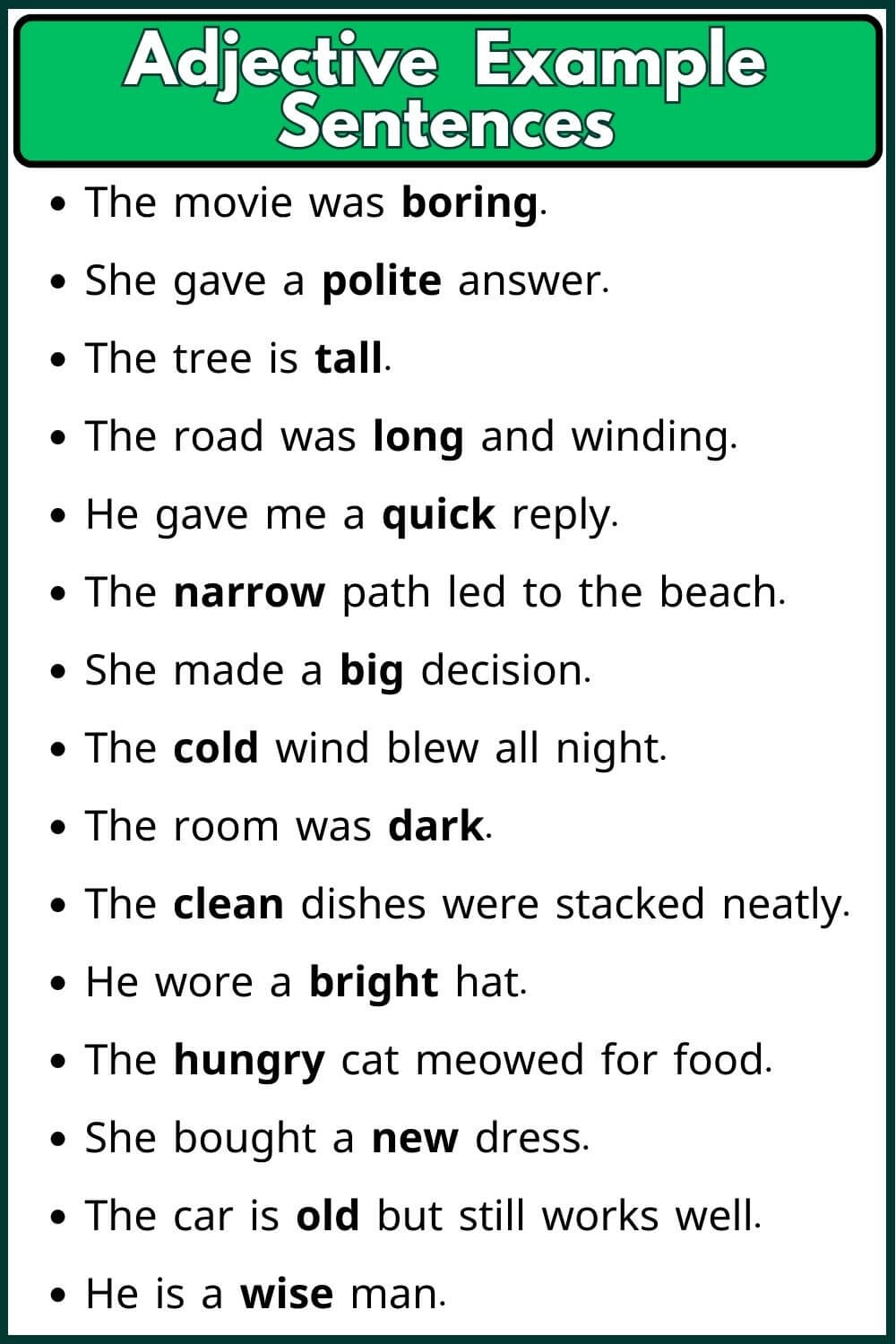 Adjective Example sentences