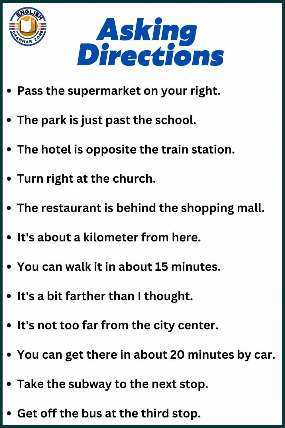 Asking and giving direction phrase example sentence