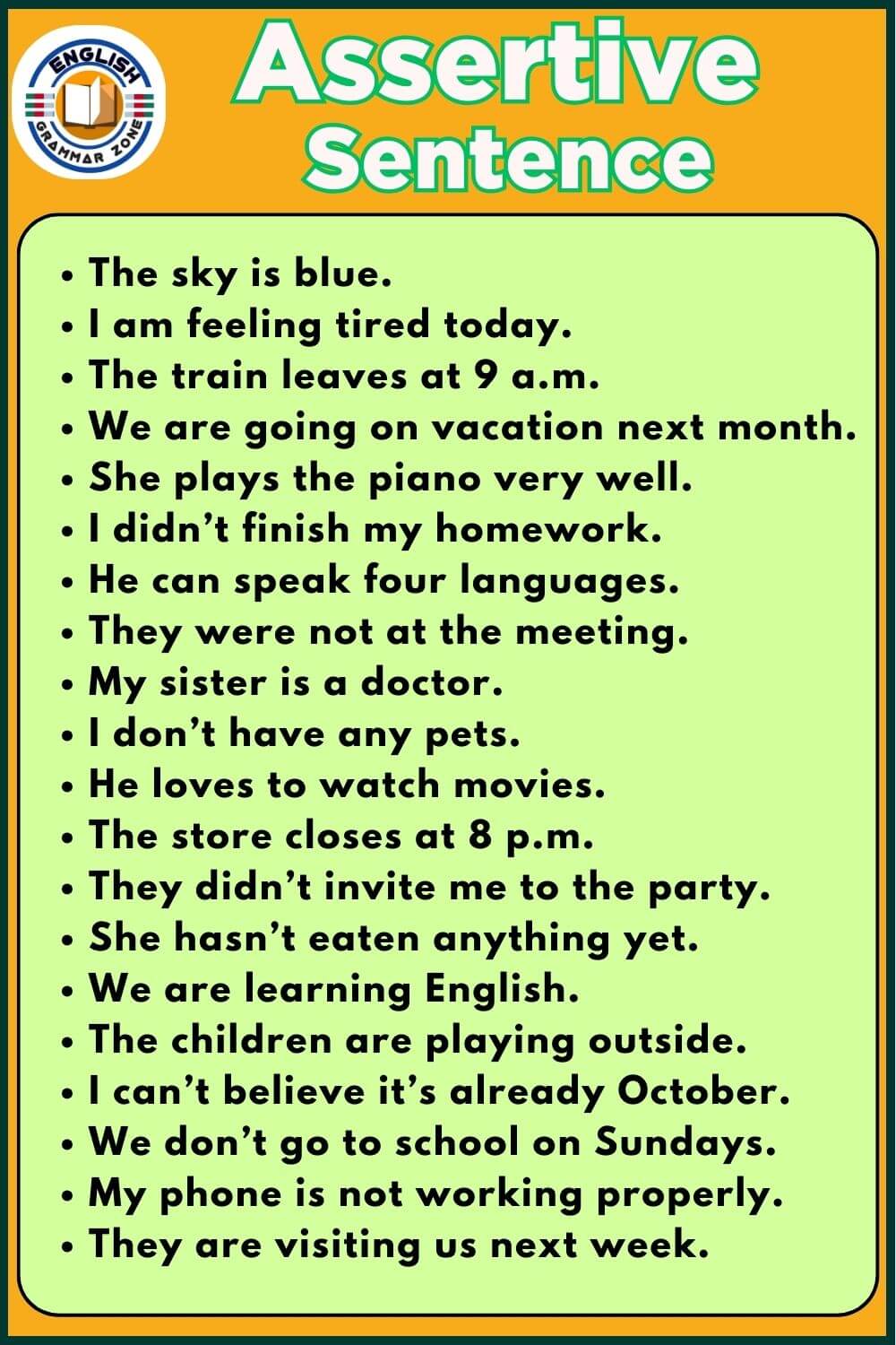 Assertive Sentence Example