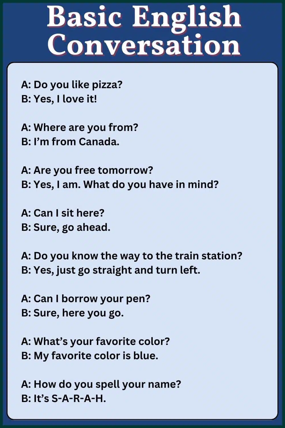 Basic beginner english conversation questions