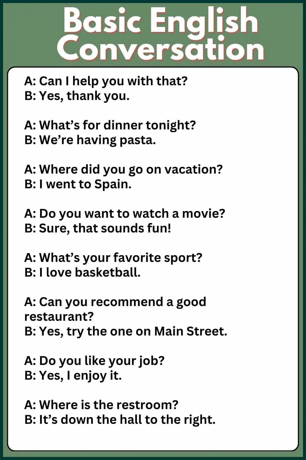 Basic conversation in English for students