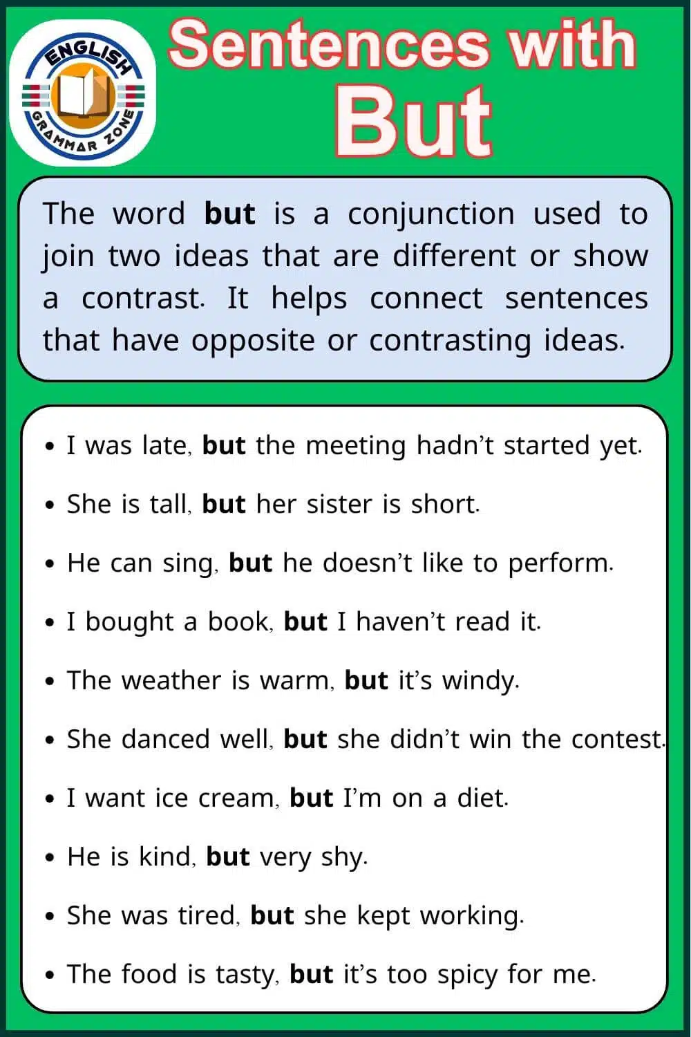 Example Of but In a Sentence