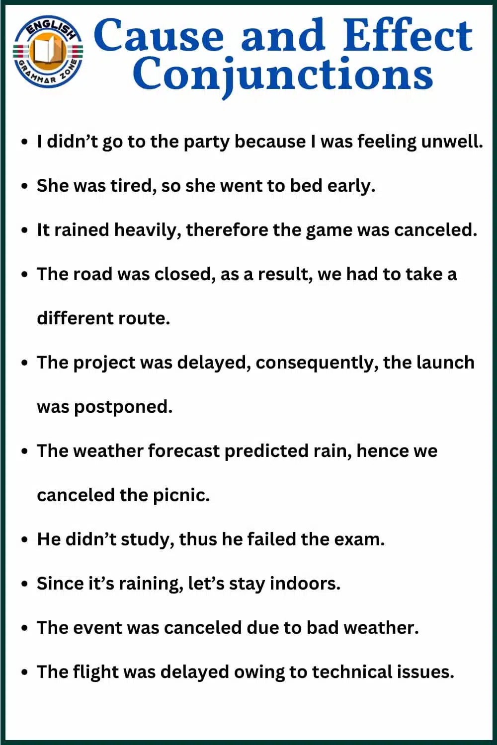 Different types of conjunction and examples