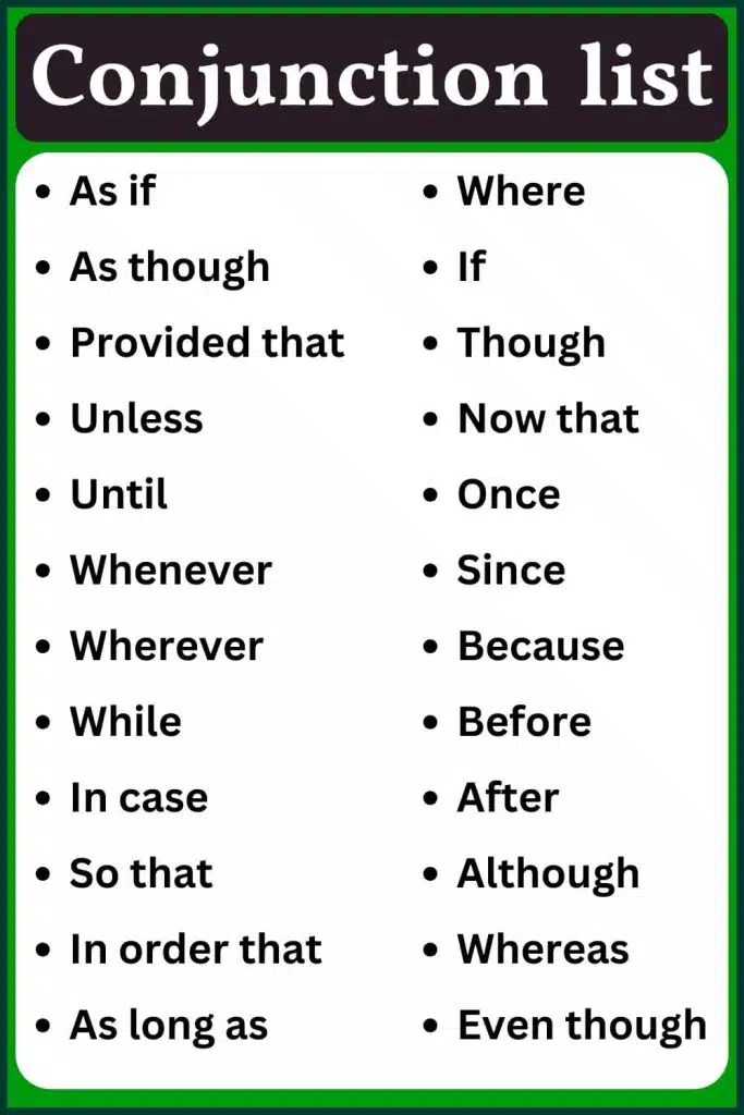 100 Examples of Conjunction Words