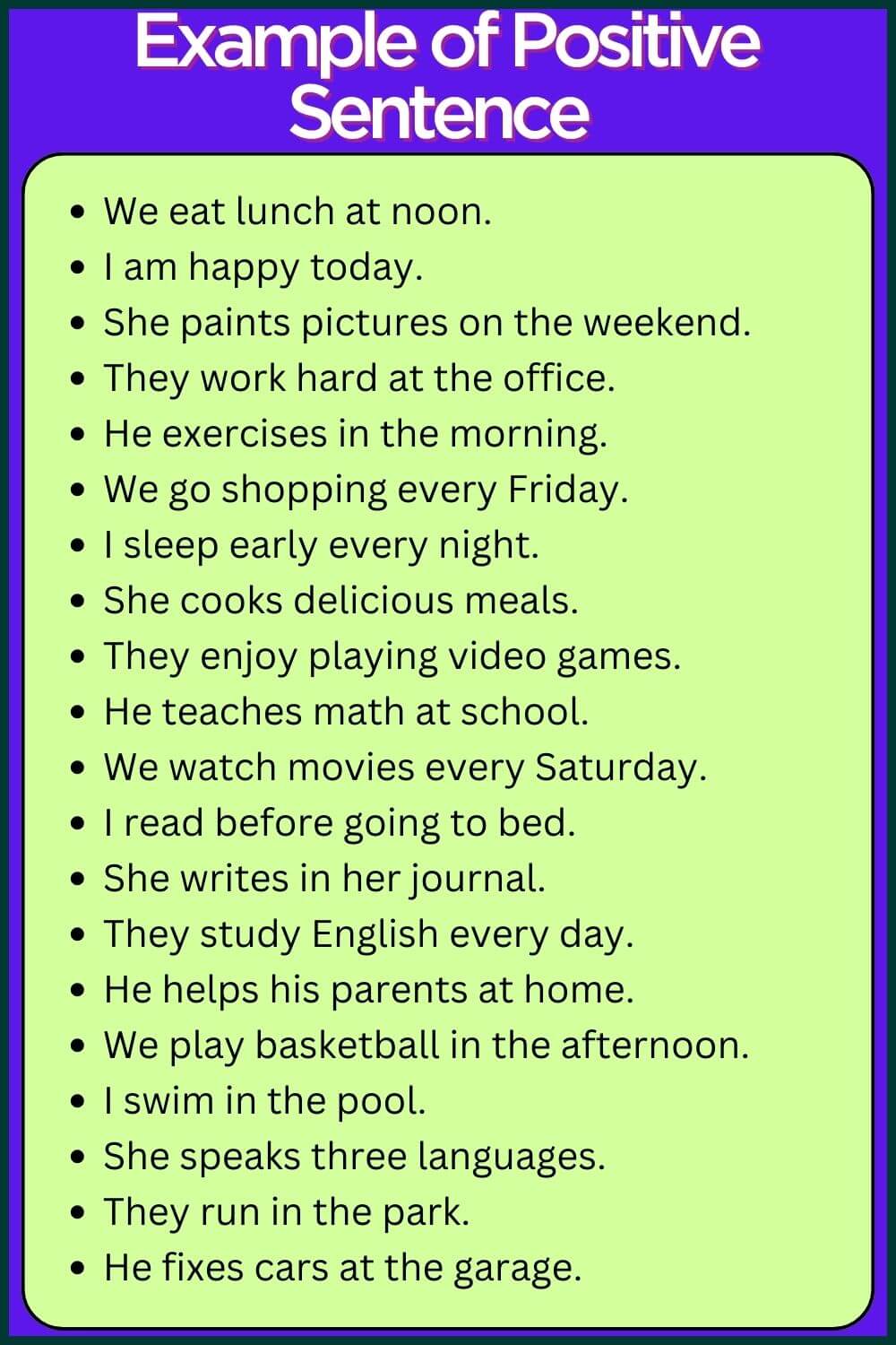 positive sentence | positive sentence example