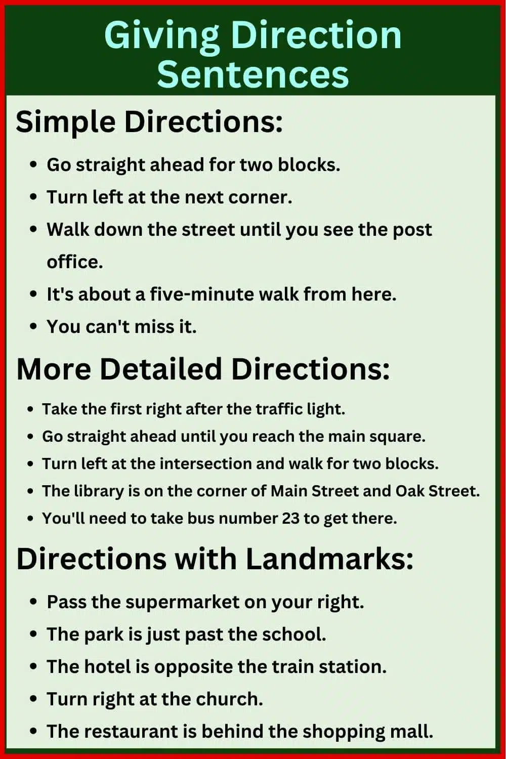 Asking and giving direction conversation