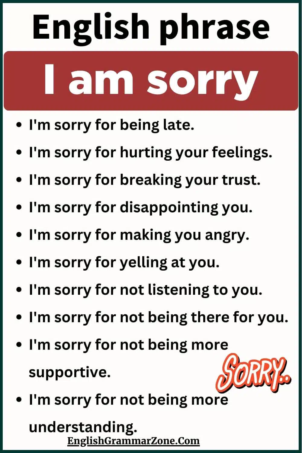 English phrase I am sorry