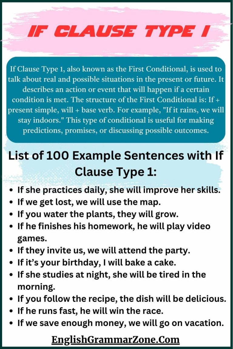 If clause type 1 example
