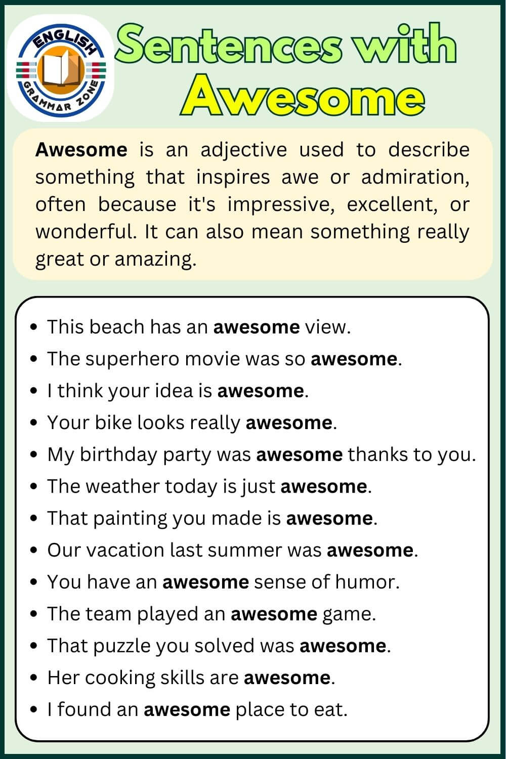 Example of Awesome in a Sentence