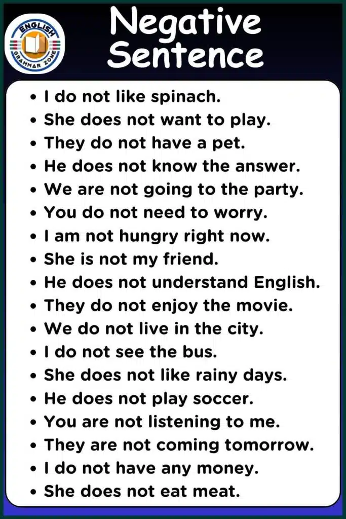 Negative sentence example