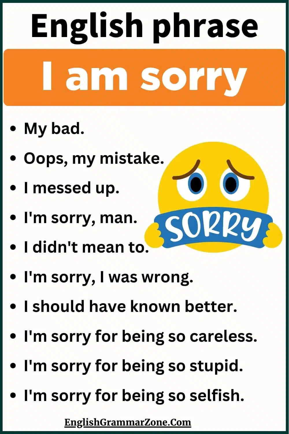 English phrase I am sorry