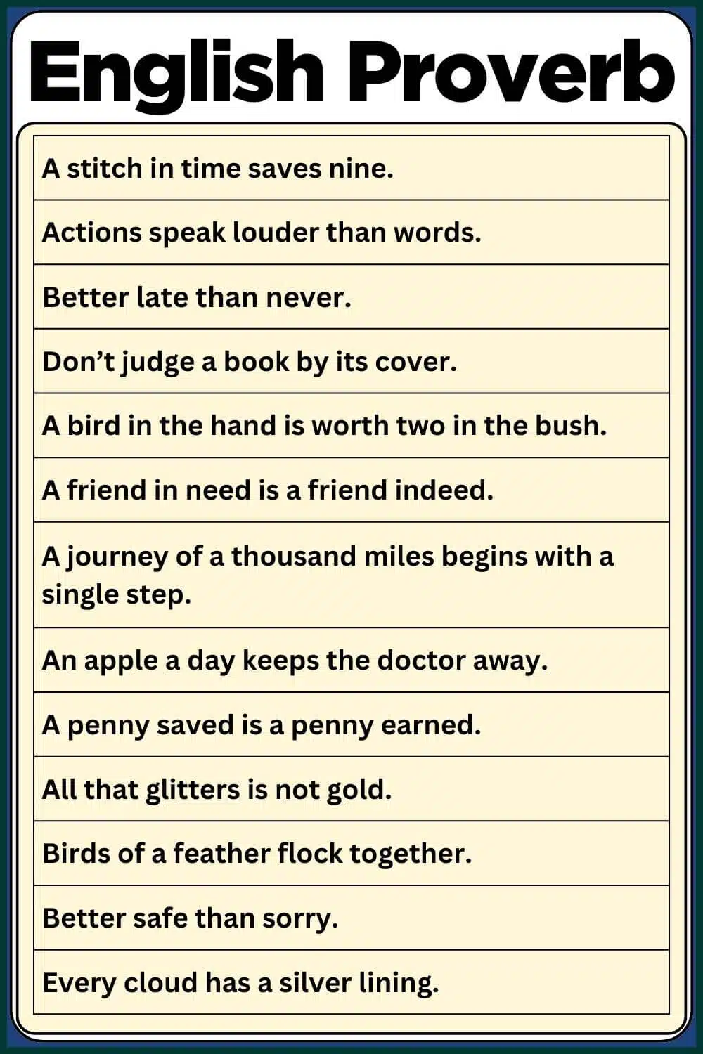 Proverbs and meaning