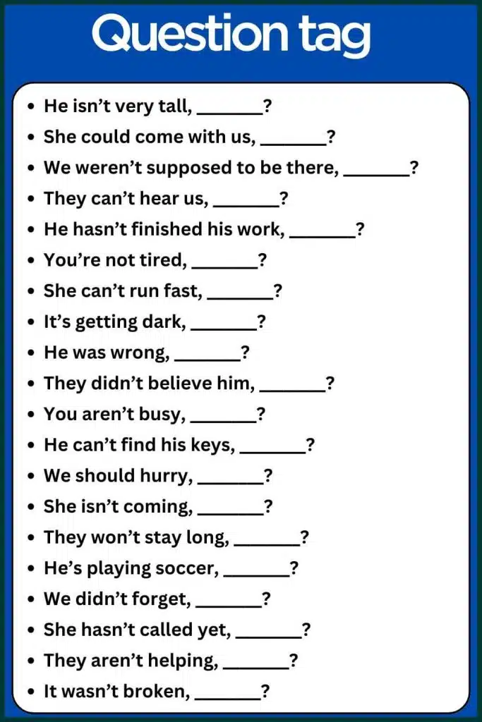 Question Tag Examples With Answers