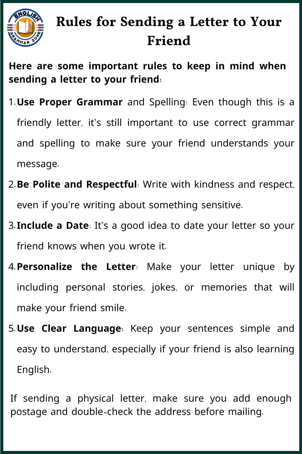 write a letter to your friend