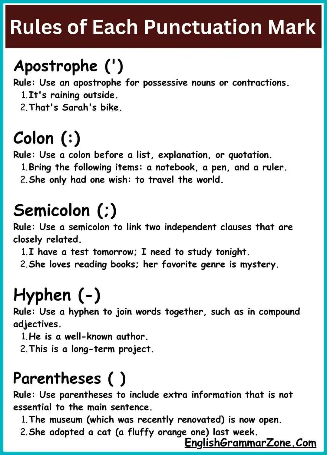 Punctuation Worksheet for Class 5