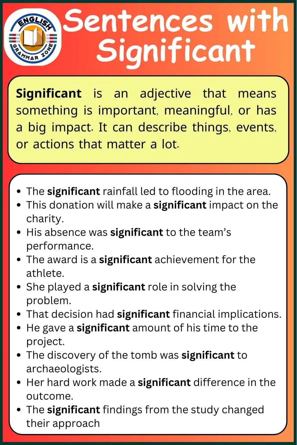 Sentence with Significant in English