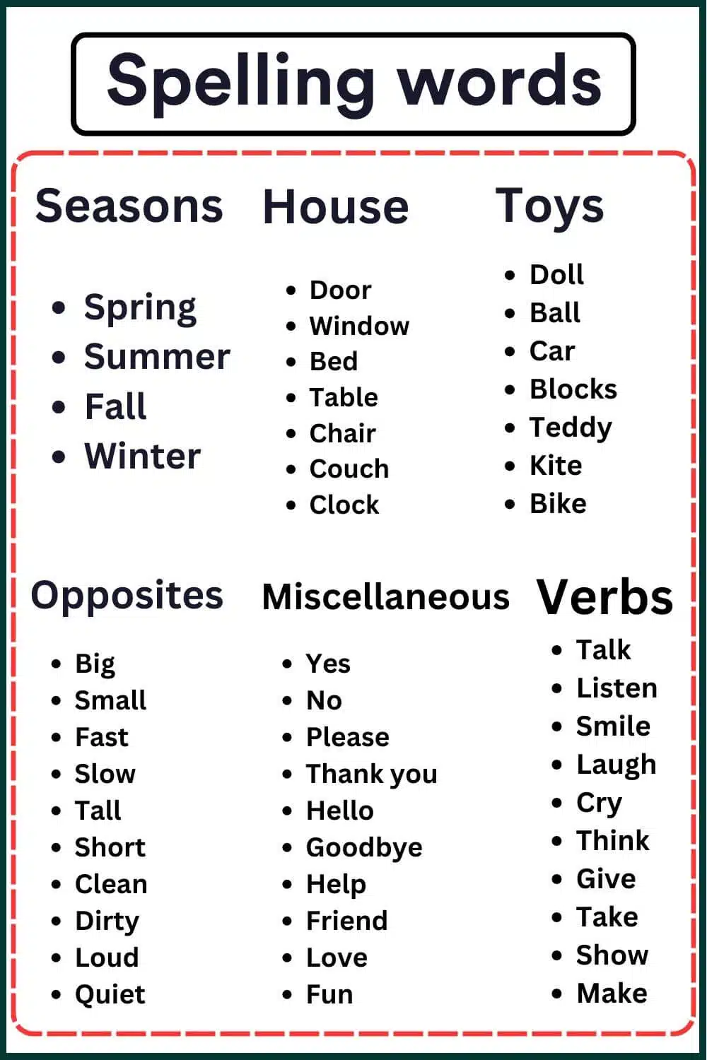 A To Z Spelling Words Worksheet