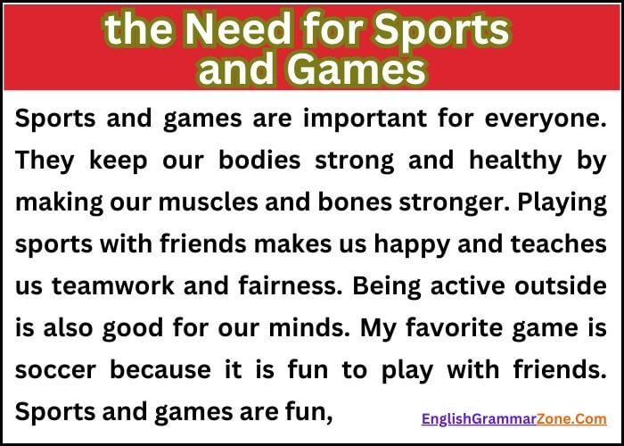 The Need for Sports and Games