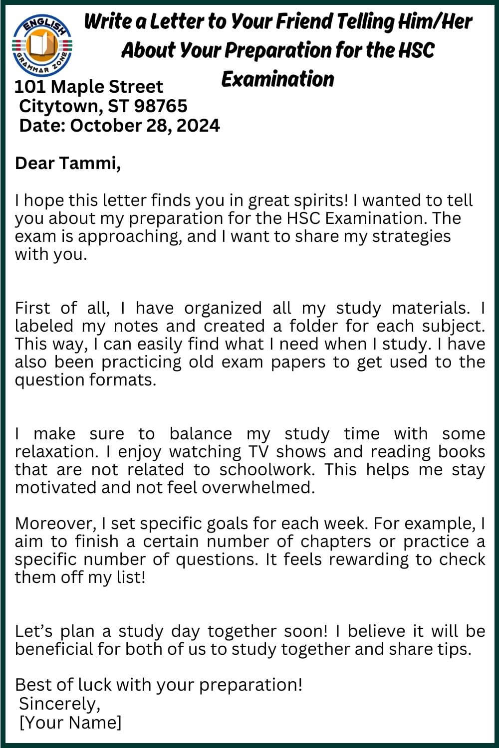 Write a Letter to Your Friend Telling HimHer About Your Preparation for the HSC Examination