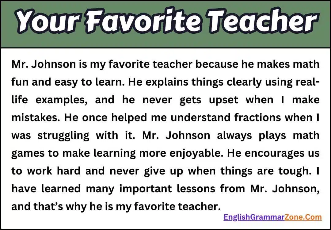 Short Essay on Your Favorite Teacher