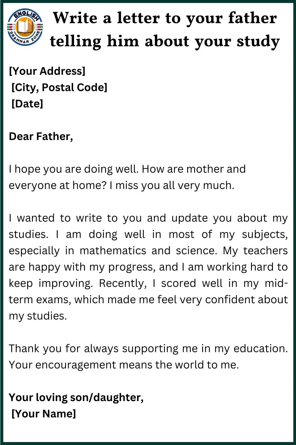 Write a letter to your father