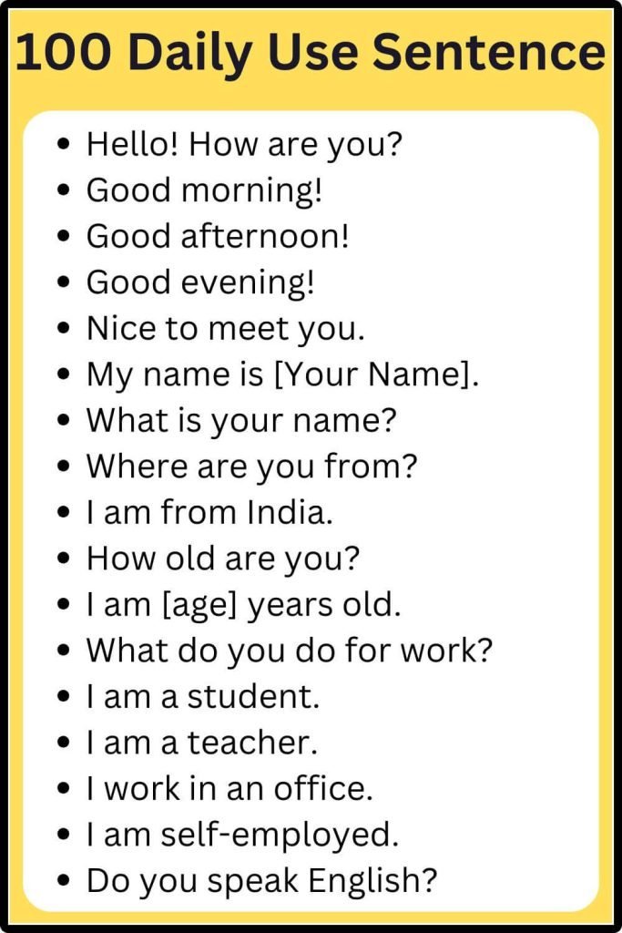 Daily Use Sentence