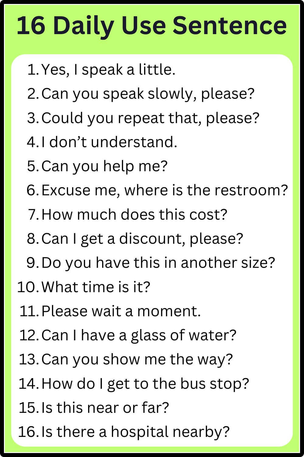 20 daily use sentence