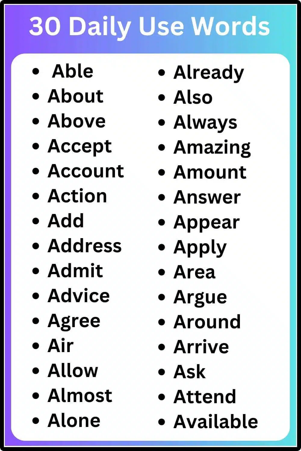 daily use words