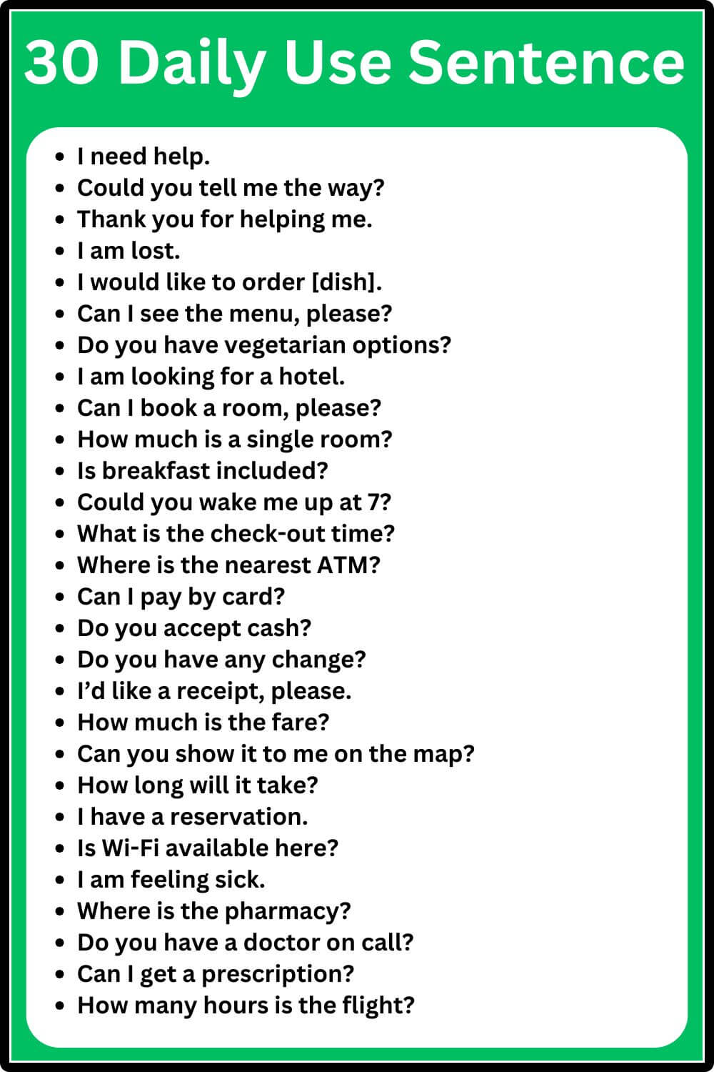 30 daily use sentence