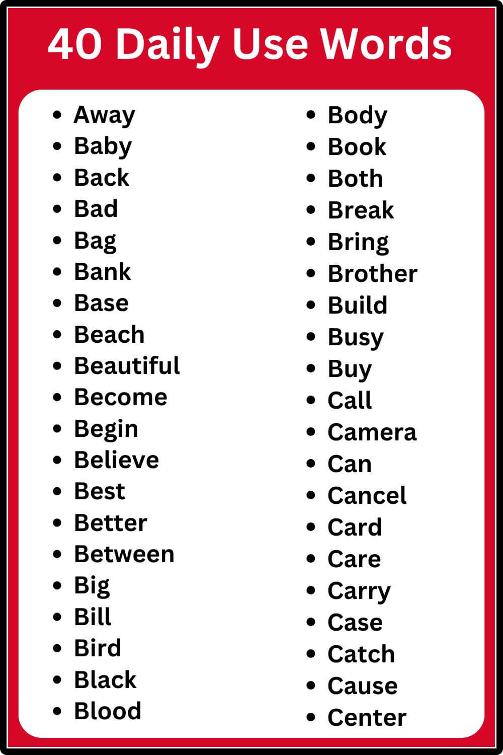 50 Daily Use Words