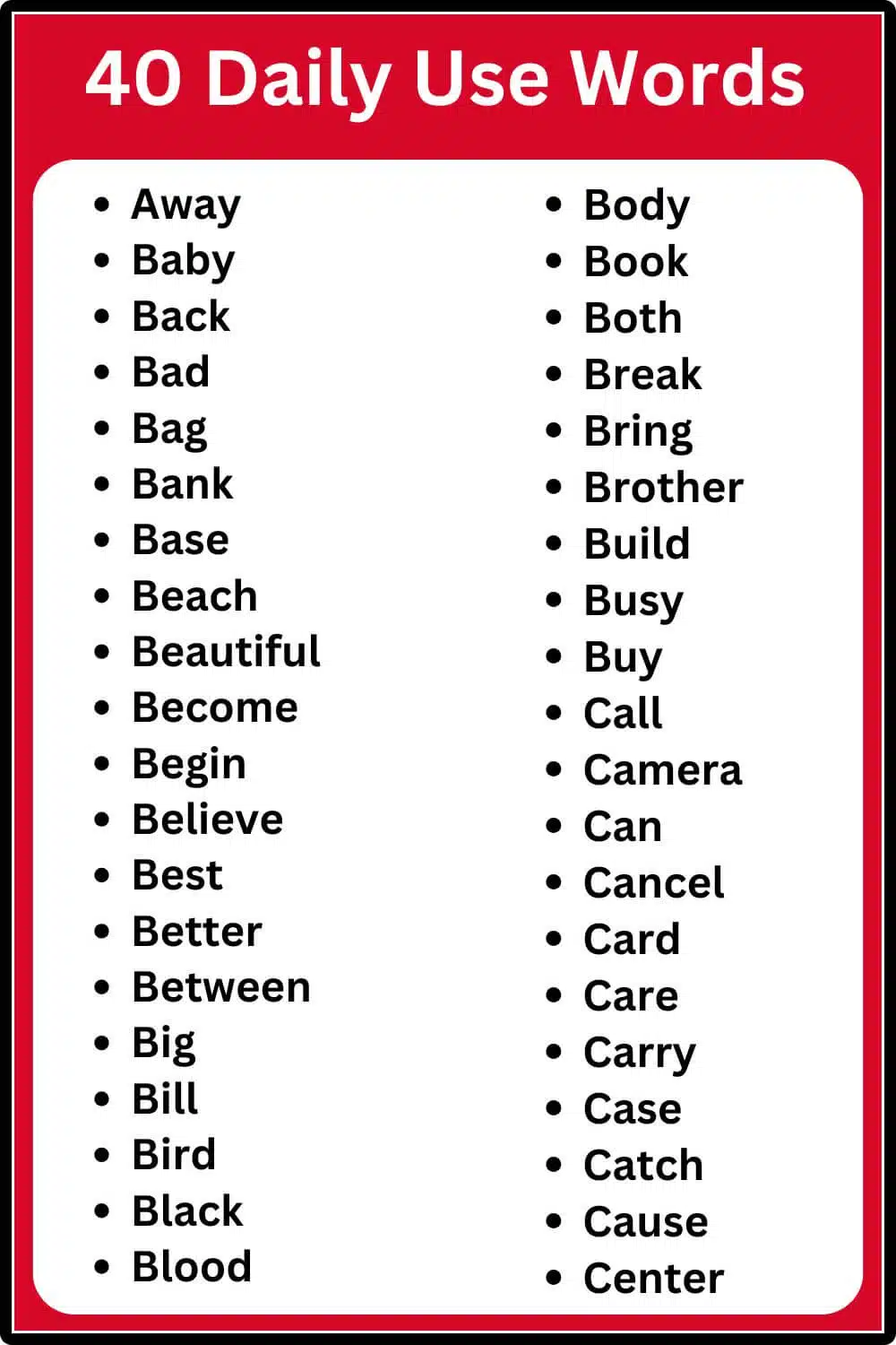 50 Daily Use Words