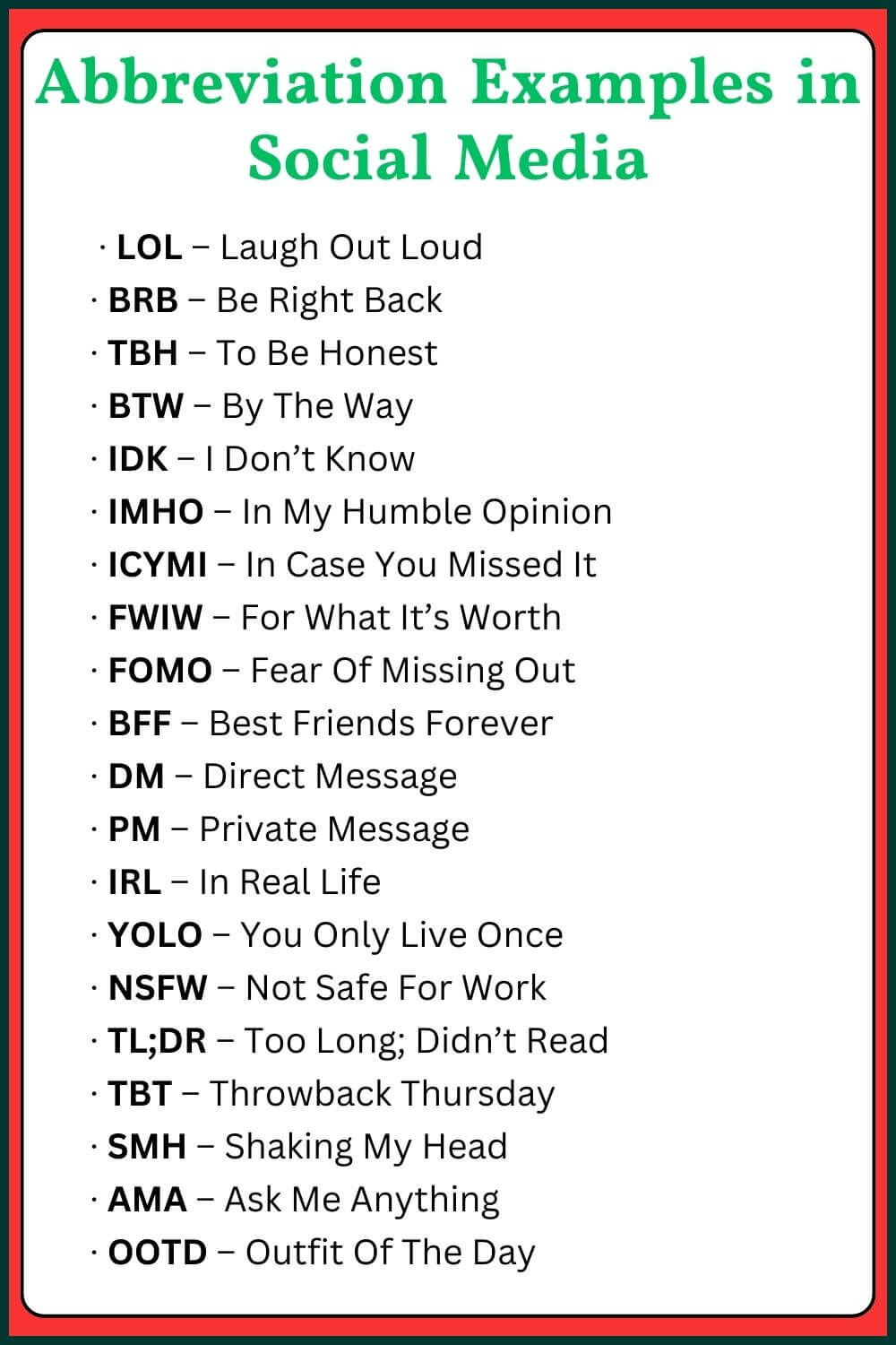 abbreviation examples in English
