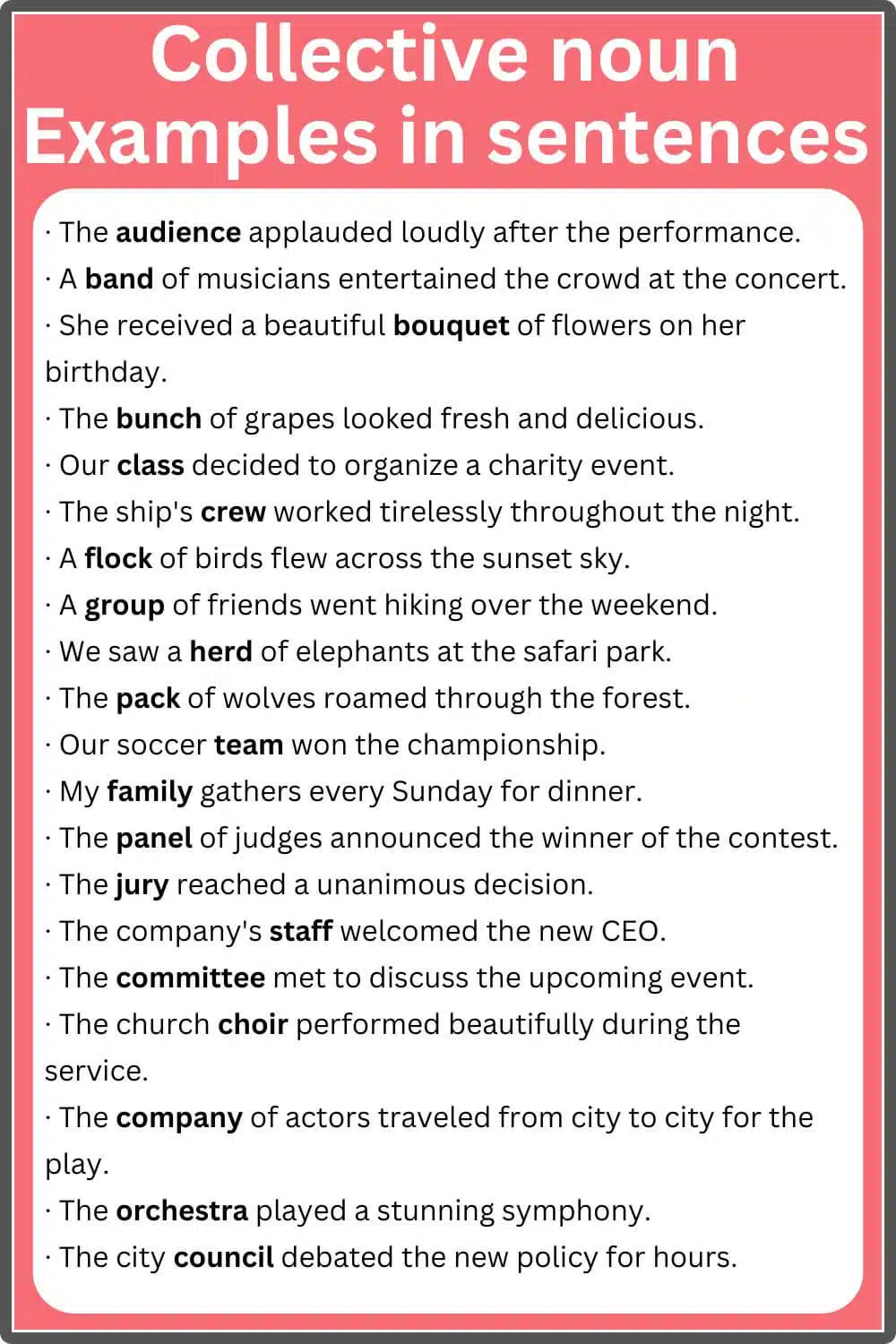 Collective noun examples in sentences