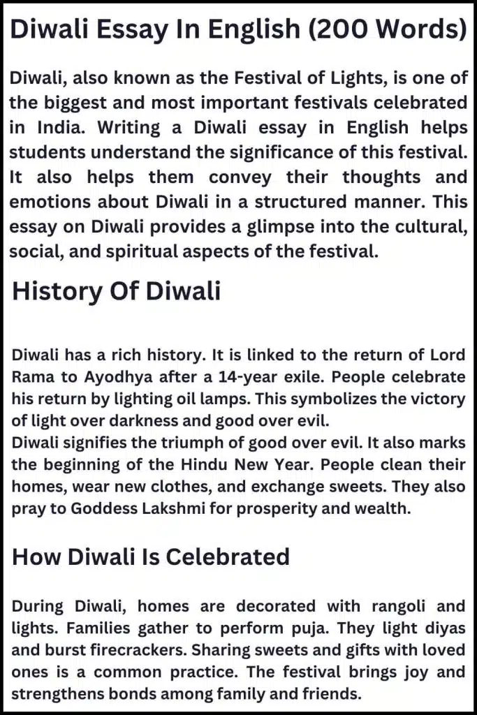 Diwali Essay in English