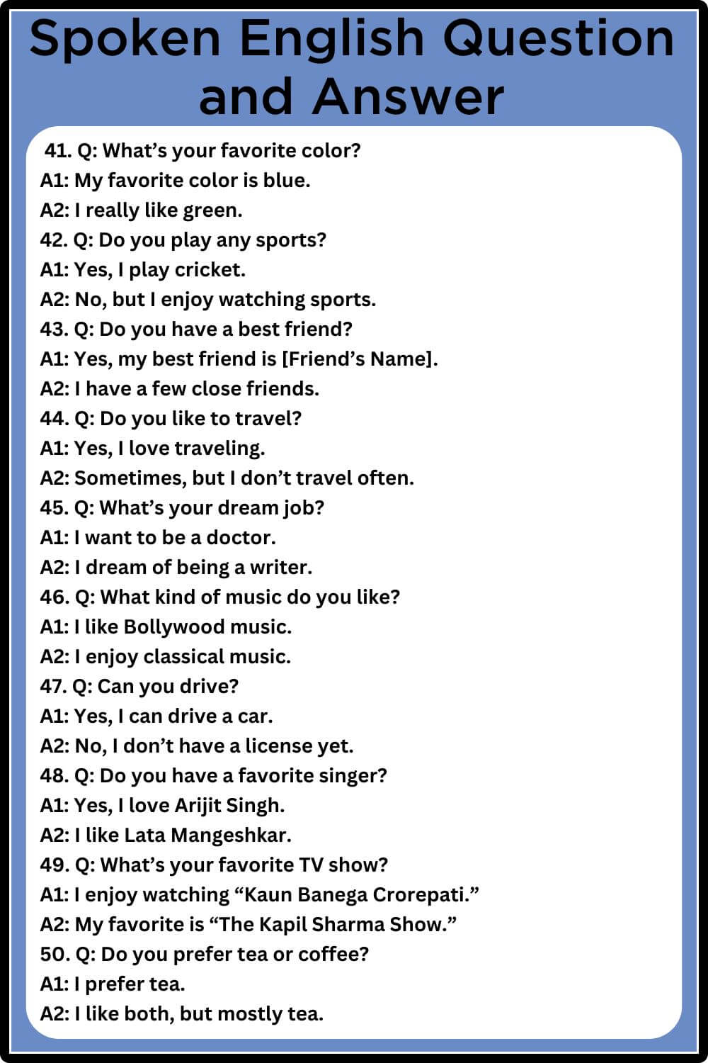 Spoken English Question and Answer