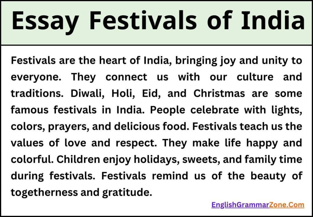 Write an Essay on Festivals of India
