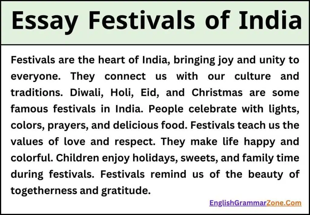 Write an Essay on Festivals of India