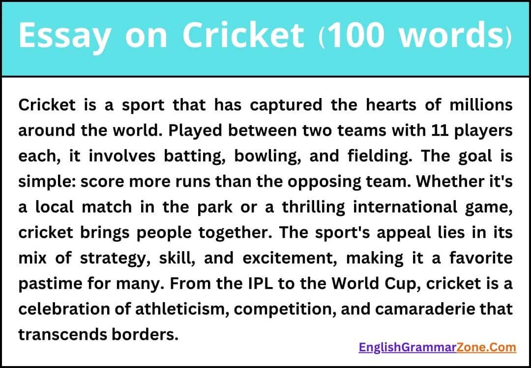 Essay on cricket