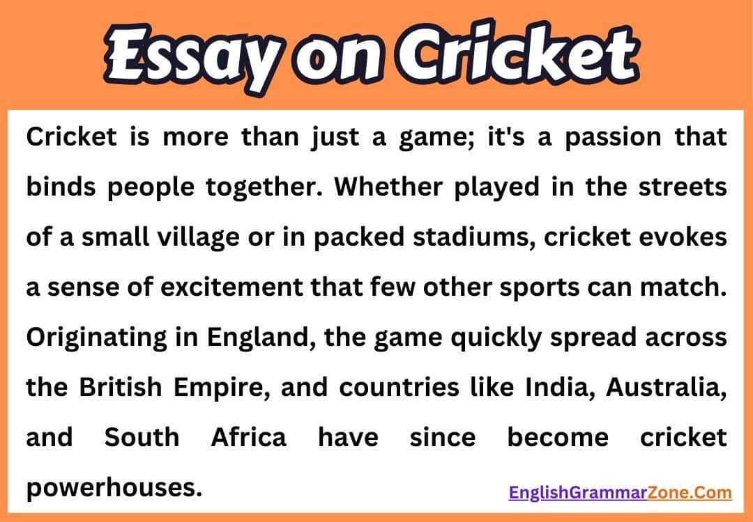 Essay on cricket