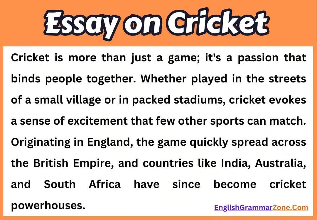 Essay on cricket