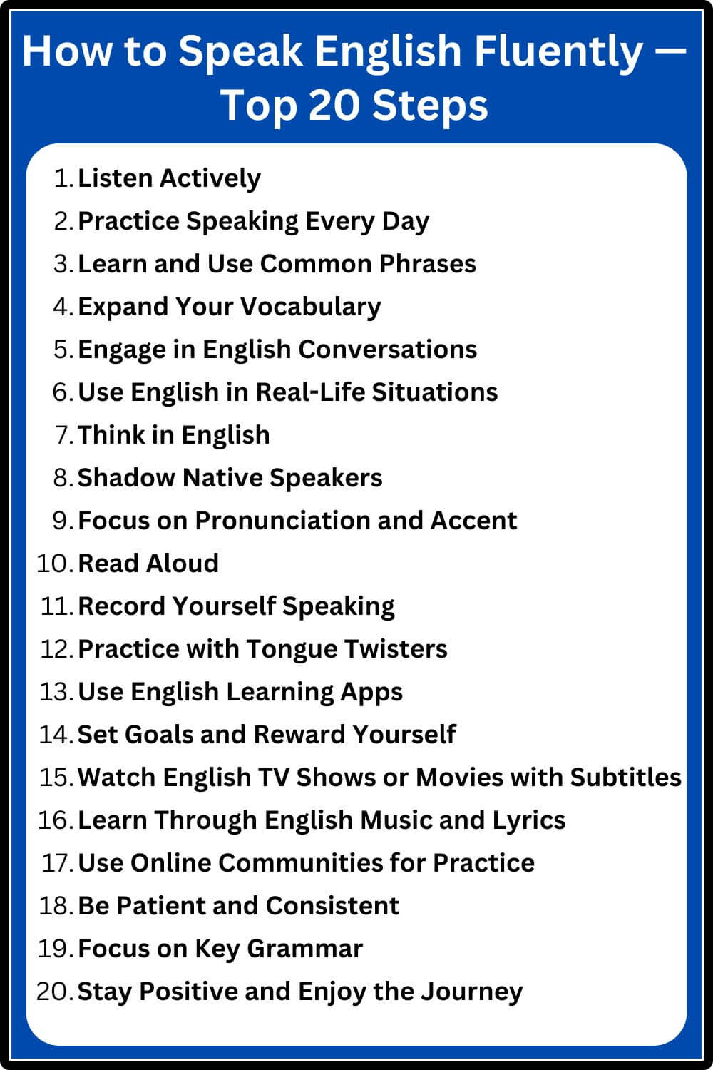 How to Speak English Fluently – Top 20 Steps