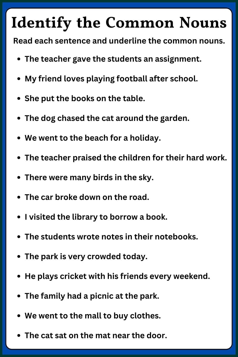 Common Noun Exercise